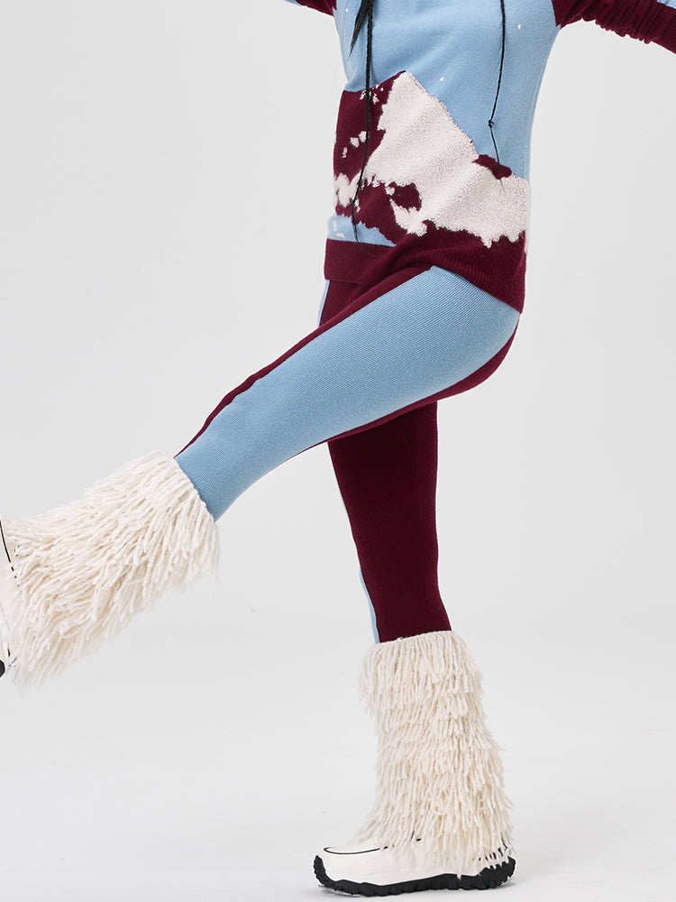 [Snow-Mountain Collection] Cashmere Color-Block Tights for Women