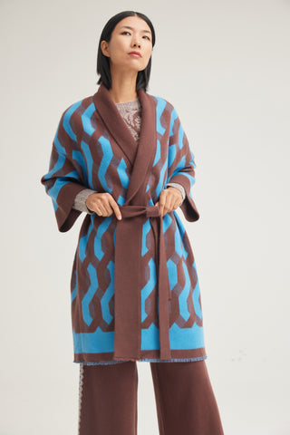 Women's jacquard cashmere coat