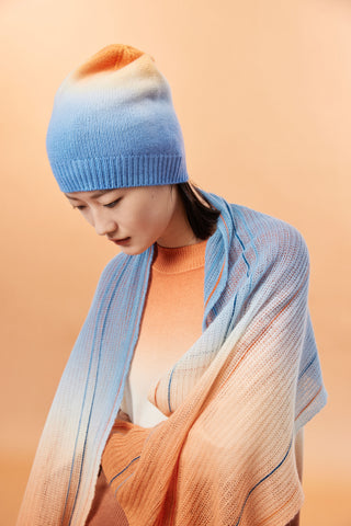 Gradient knitted cashmere hat