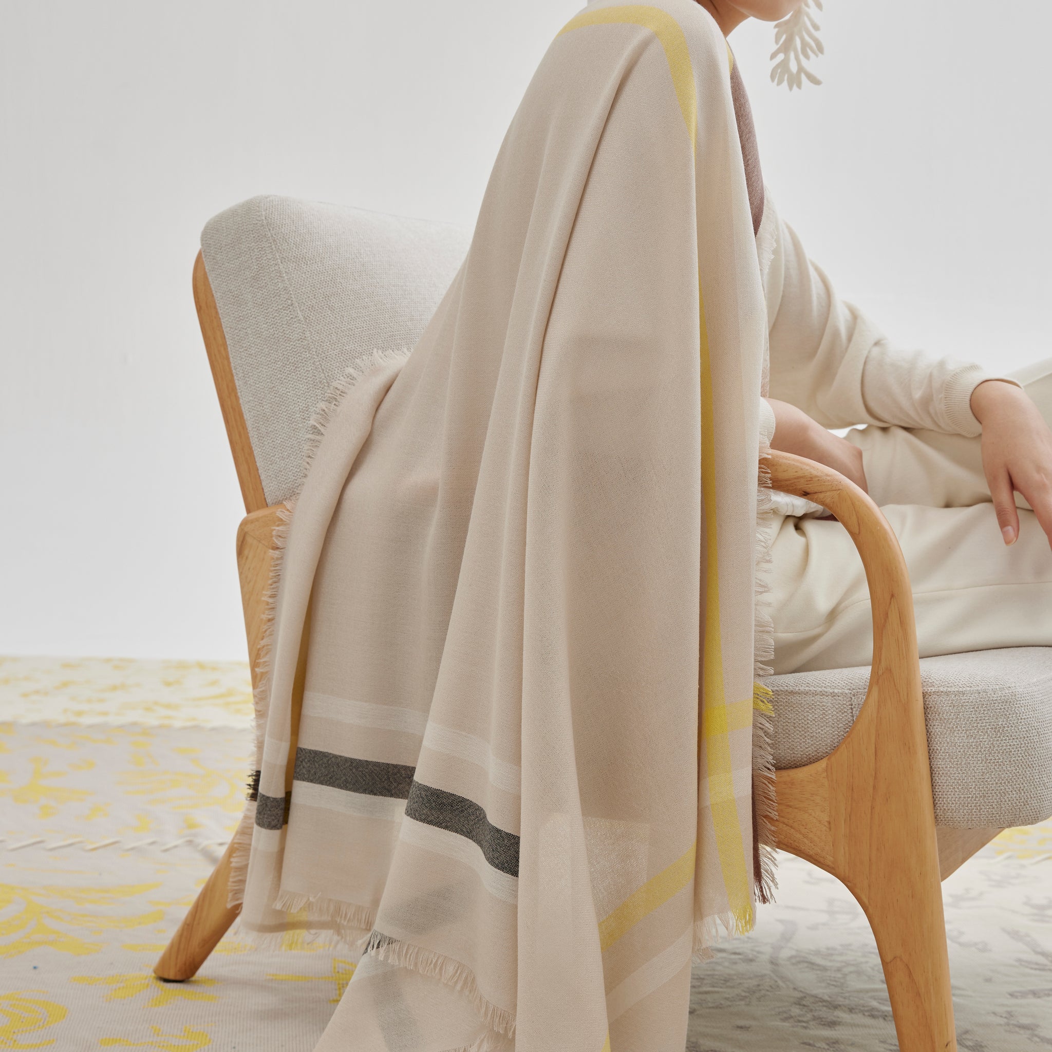 Striped cashmere shawl