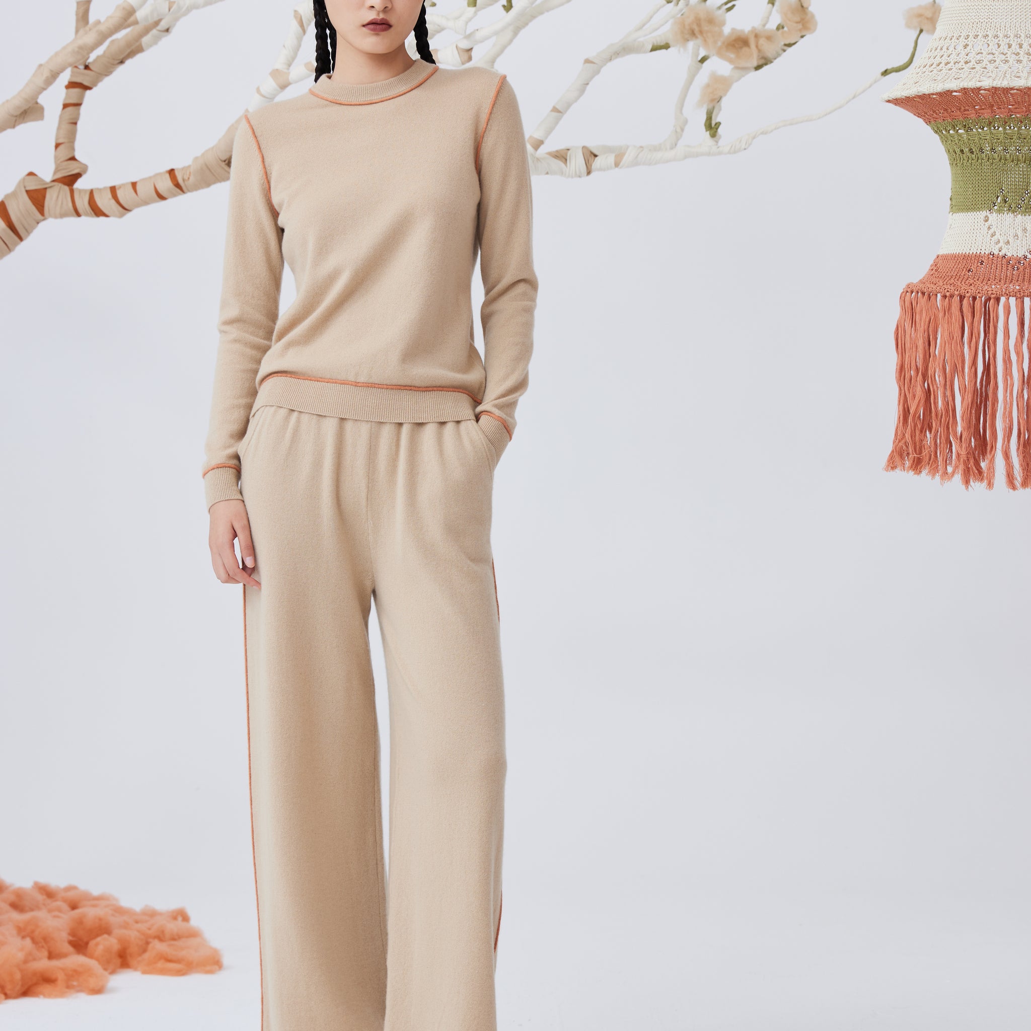 Women's crew neck knit cashmere top