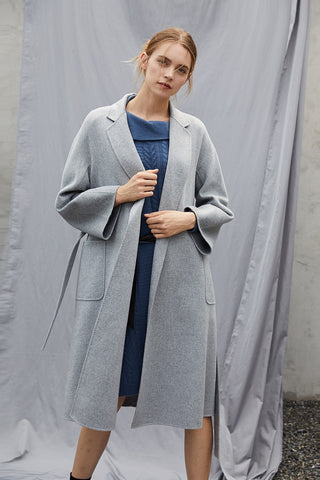 Women's hand-sewn pure cashmere double-face coat